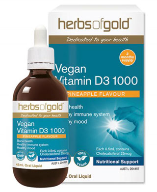 Herbs of Gold Vegan Vitamin D3 1000